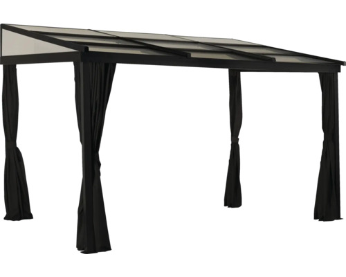 Pavillon avec toit et rideaux pour le jardin