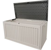 Coffre de jardin ouvert en plastique pour ranger les outils de jardin et les coussins
