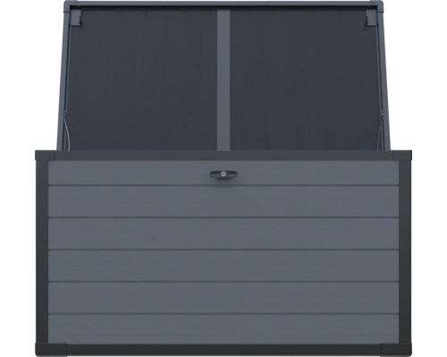 Coffre de jardin ouvert pour ranger les outils de jardin et les coussins de meubles de jardin