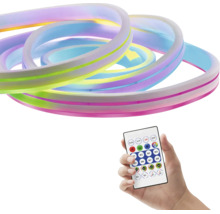 Ruban LED Neon Flex flexible avec changement de couleur et télécommande.