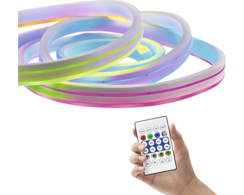 Ruban LED Neon Flex flexible avec changement de couleur et télécommande.