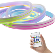 Ruban LED néon flexible avec télécommande pour des effets d'éclairage colorés.
