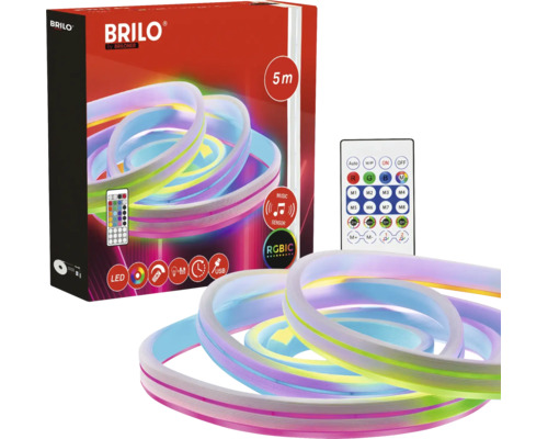 Ruban LED néon Brilo 5 mètres avec capteur musical RGBIC télécommande et connexion USB
