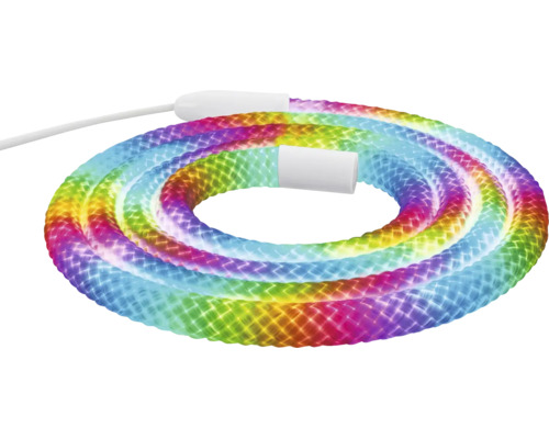 Flexible lumineux à LED multicolore aux couleurs de l arc-en-ciel, enroulé.