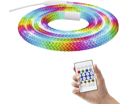 Tuyau lumineux LED flexible aux couleurs de l arc en ciel avec télécommande pour le réglage des couleurs.