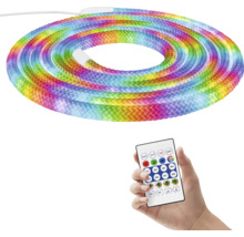 Tube lumineux LED flexible aux couleurs de l arc en ciel avec télécommande pour régler les couleurs et les effets lumineux.