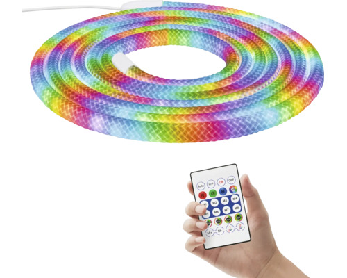 Tube lumineux LED flexible aux couleurs de l arc en ciel avec télécommande pour régler les couleurs et les effets lumineux.