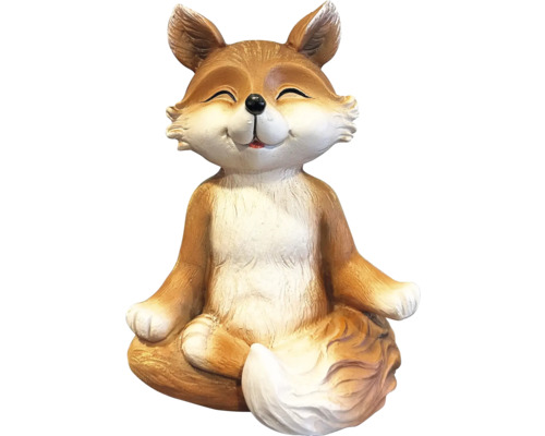 Figurine de renard méditant comme décoration de jardin