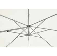 Vue de dessous d'un parasol ouvert avec armature métallique