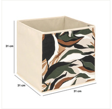 Quadratische Aufbewahrungsbox mit Blattmuster und den Maßen 31 x 31 cm