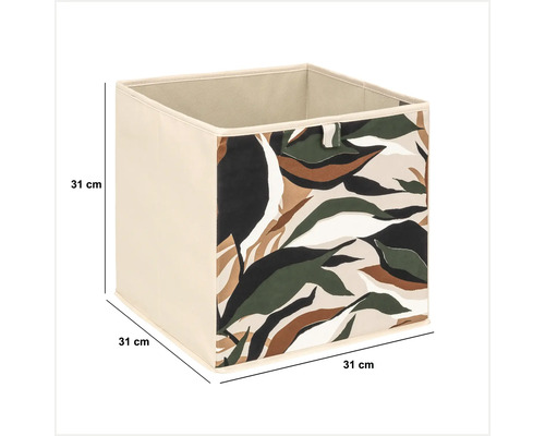 Quadratische Aufbewahrungsbox mit Blattmuster und den Maßen 31 x 31 cm