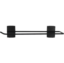 Schwarzer magnetischer Handtuchhalter aus Metall mit zwei rechteckigen Halterungen.