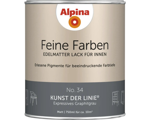 Alpina Feine Farben Lackdose, edelmatter Lack für Innen, Expressives Graphitgrau
