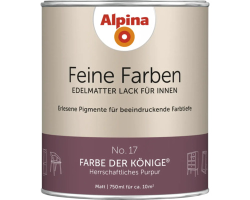 Alpina Feine Farben, pot de peinture laque satinée pour intérieur, couleur Couleur des rois, contenance 750 ml