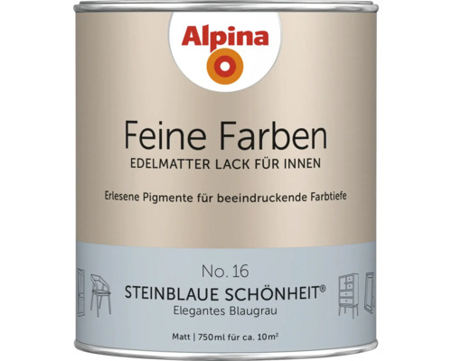 Alpina Feine Farben Lackdose, edelmatt für Innenräume, Farbton Steinblaue Schönheit