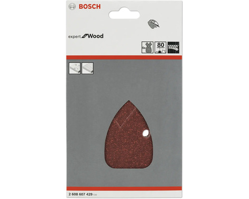 Papier abrasif Bosch Expert for Wood, grain 80, 5 pièces