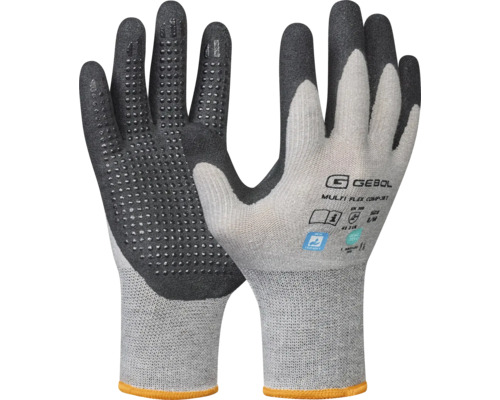 Gebol Gants de travail gris/noir Multi-Flex taille 10 Gants de travail avec picots pour une meilleure adhérence
