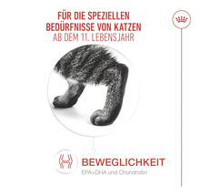 Katzenfutter für die speziellen Bedürfnisse von Katzen ab dem 11. Lebensjahr für die Beweglichkeit