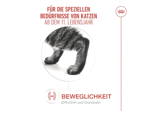 Katzenfutter für die speziellen Bedürfnisse von Katzen ab dem 11. Lebensjahr für die Beweglichkeit