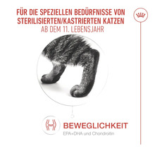 Katzenfutter für sterilisierte Katzen ab dem elften Lebensjahr zur Unterstützung der Beweglichkeit