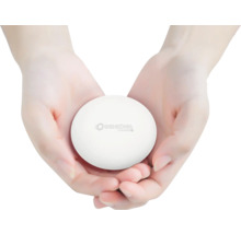 Sonnenkönig Logo auf einem runden Produkt, gehalten in zwei Händen