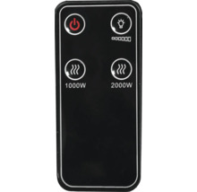 Télécommande pour appareils de chauffage avec diverses fonctions telles que marche/arrêt, niveaux de chaleur et contrôle de la lumière.