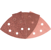 Mehrere Dreieckschleifpapiere mit Löchern