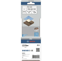 Bandes abrasives Bosch Pro X440, grain P60, P80 et P120, 75x508 millimètres