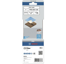 Bosch PRO X440 Schleifbandset, Körnung P60, P80 und P120, Größe 75 x 457 Millimeter