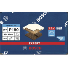 Feuilles abrasives Bosch Expert, grain P180, 93 x 93 millimètres, 50 pièces