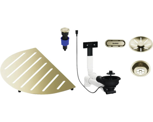 Garniture de vidange et étagère d'angle pour le lavabo