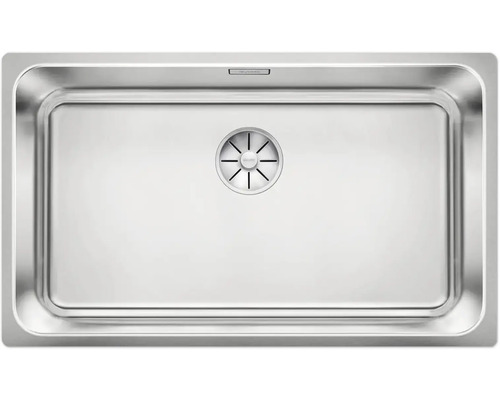 Évier en acier inoxydable, rectangulaire avec système d'écoulement
