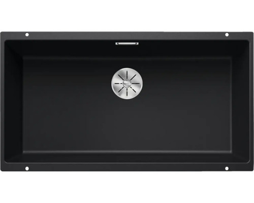 Schwarzes Spülbecken mit Abfluss