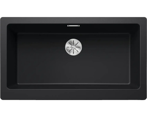 Schwarzes Spülbecken mit Abfluss