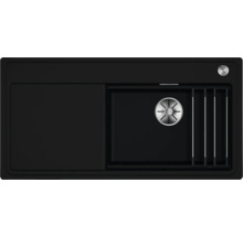 Schwarze Küchenspüle mit Abtropffläche und Spülbecken