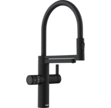 Robinet de cuisine noir avec bec flexible et régulateur de température