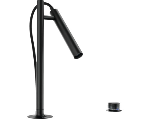 Schwarze Waschtischleuchte mit flexiblem Lichtkopf und Dimmer