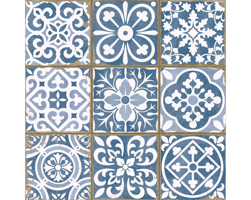 Muster aus neun Fliesen mit floralen und geometrischen Designs