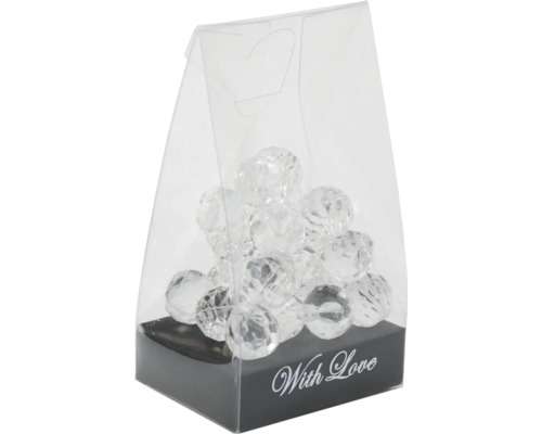 Coffret cadeau décoratif avec perles ornementales transparentes dans un emballage transparent