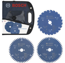 Set de lames de scie circulaire Bosch Professional Expert pour bois, bois de construction et aluminium avec sacoche.