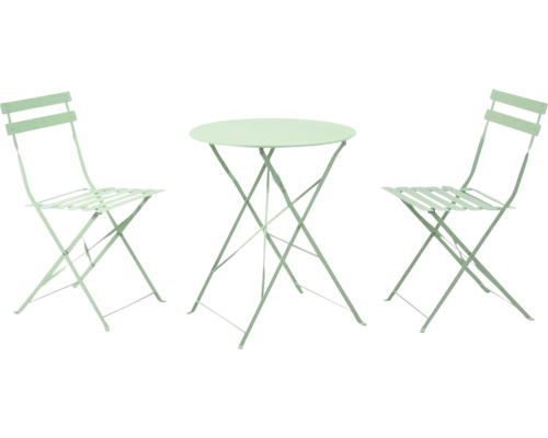 Gartentischset mit zwei Stühlen aus Metall