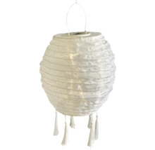 Lanterne en papier blanche avec pompons