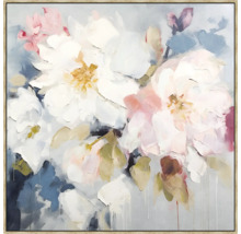 Gemälde mit floralem Motiv und Rahmen