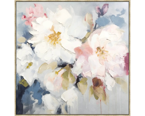 Gemälde mit floralem Motiv und Rahmen