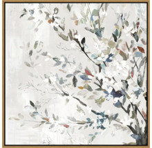 Abstraktes Gemälde mit floralem Motiv in einem Holzrahmen