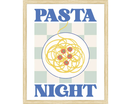 Gerahmtes Poster mit Pasta Gericht und dem Schriftzug Pasta Night