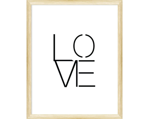 Dekoratives Bild mit dem Schriftzug Liebe im Holzrahmen