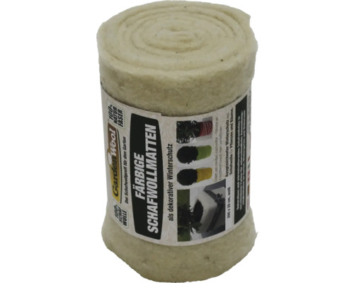 Weiße GardenWool Schafwollmatte aus 100 Prozent Schafwolle für den Winterschutz von Pflanzen, Rolle 200 mal 20 Zentimeter.