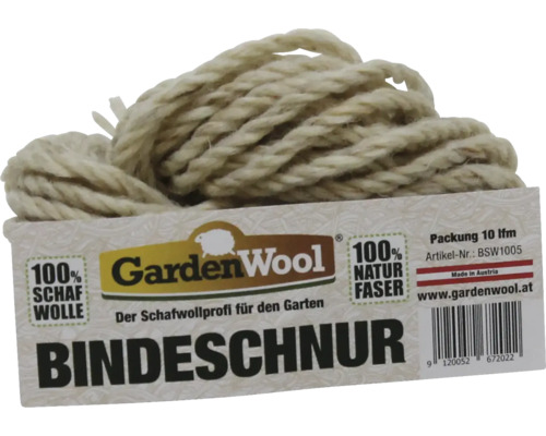 GardenWool Bindeschnur aus 100 Prozent Schafwolle, 10 Meter Packung, Naturfaser für den Garten.