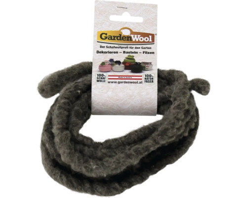 Graue GardenWool Schafwollkordel aus hundert Prozent Schafwolle zum Dekorieren, Basteln und Filzen.